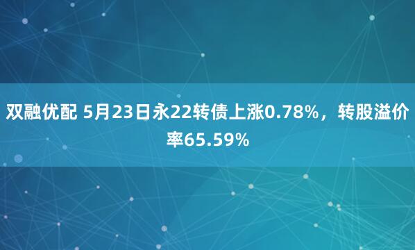 双融优配 5月23日永22转债上涨0.78%，转股溢价率65.59%