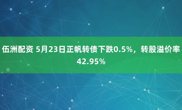 伍洲配资 5月23日正帆转债下跌0.5%，转股溢价率42.95%